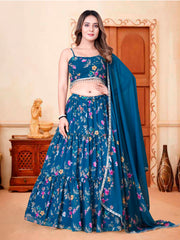 Blue Digital Printed Lehenga Choli