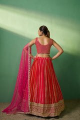 Pink Georgette Sequins Embroidered Lehenga Choli