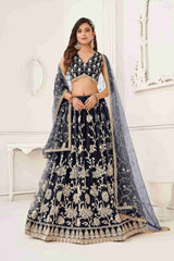 Black Butterfly Net Sequins Embroidered Lehenga Choli