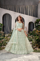 Light Green Net Embroidered  Lehenga Choli