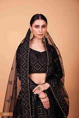 Black Silk Sequins Embroidered Lehenga Choli