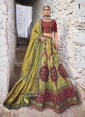 Red Banarasi Silk Embroidered Lehenga Choli