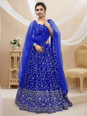 Blue Georgette Embroidered Lehenga Choli