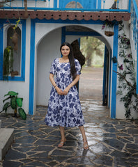 Blue Faux Georgette Digital Printed Kurti