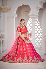 Pink Taffeta Silk Embroidery Lehenga Choli