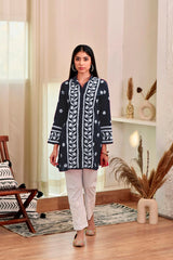 Kurti de broderie Chikankari en rayonne bleu marine