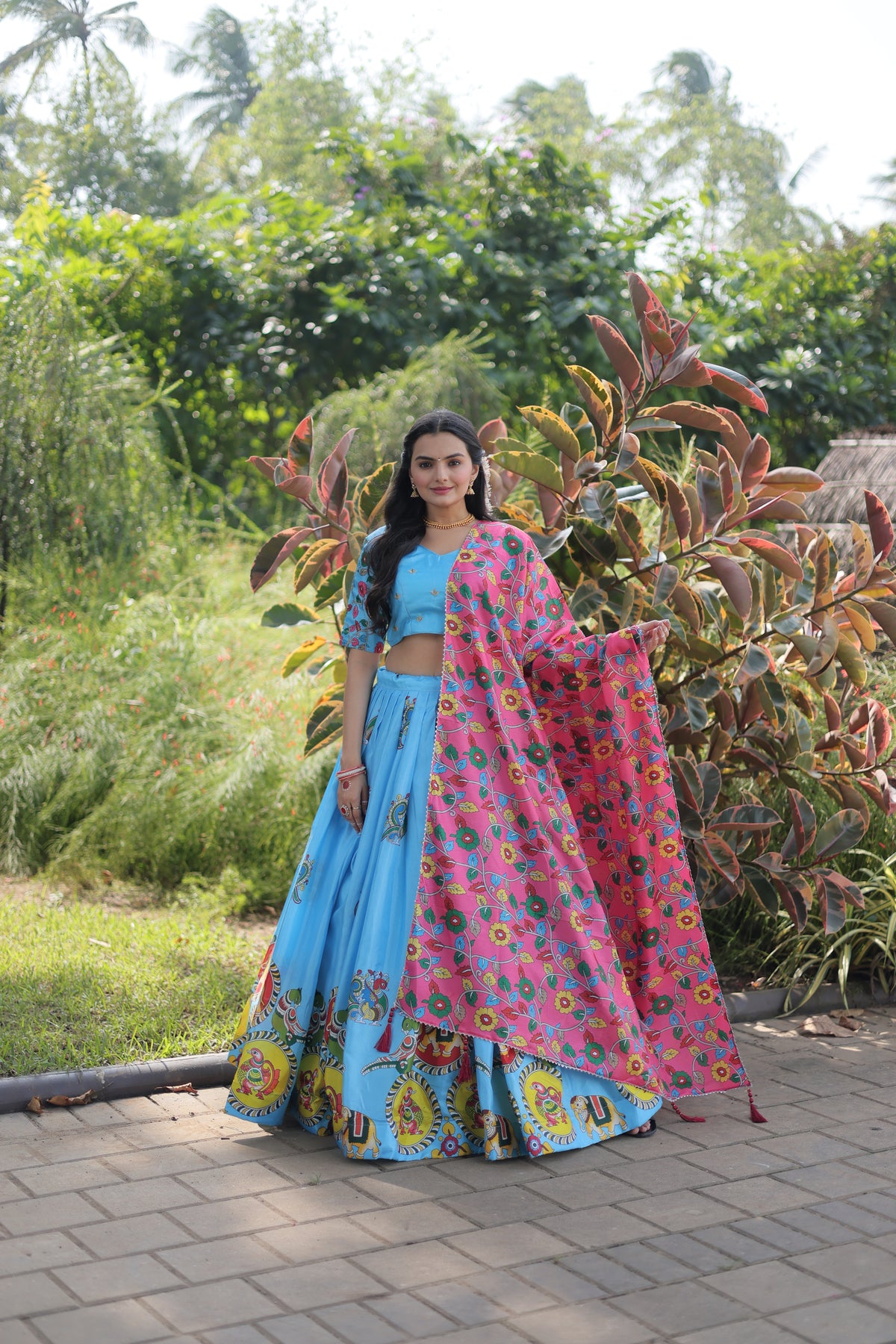 Sky Blue Dolla Silk Embroidery Ready To Wear Lehenga Choli