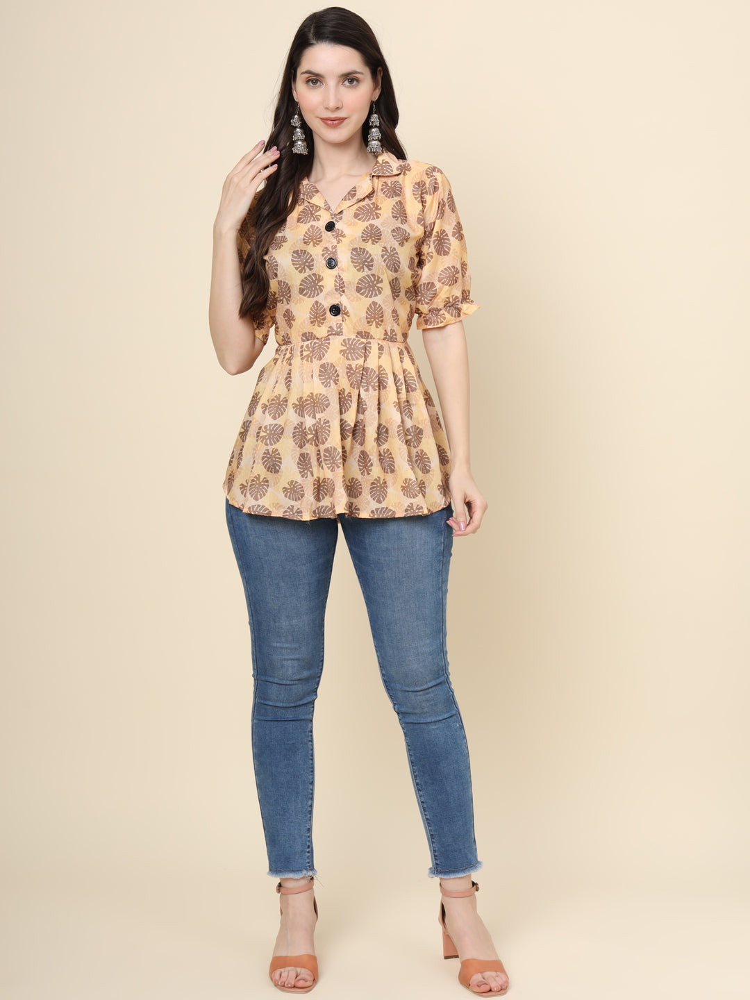 Peach Cotton Printed Tunic