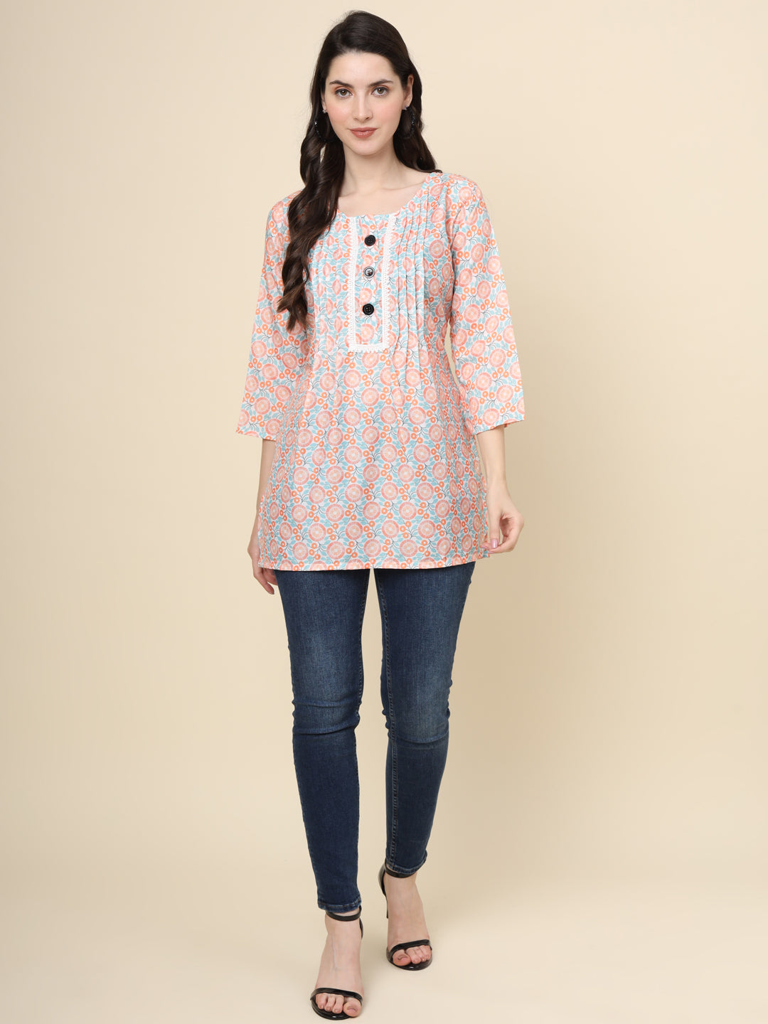 Pink Cotton Printed Tunic