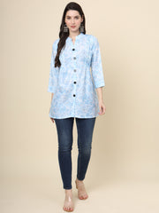 Sky Blue Cotton Printed Tunic