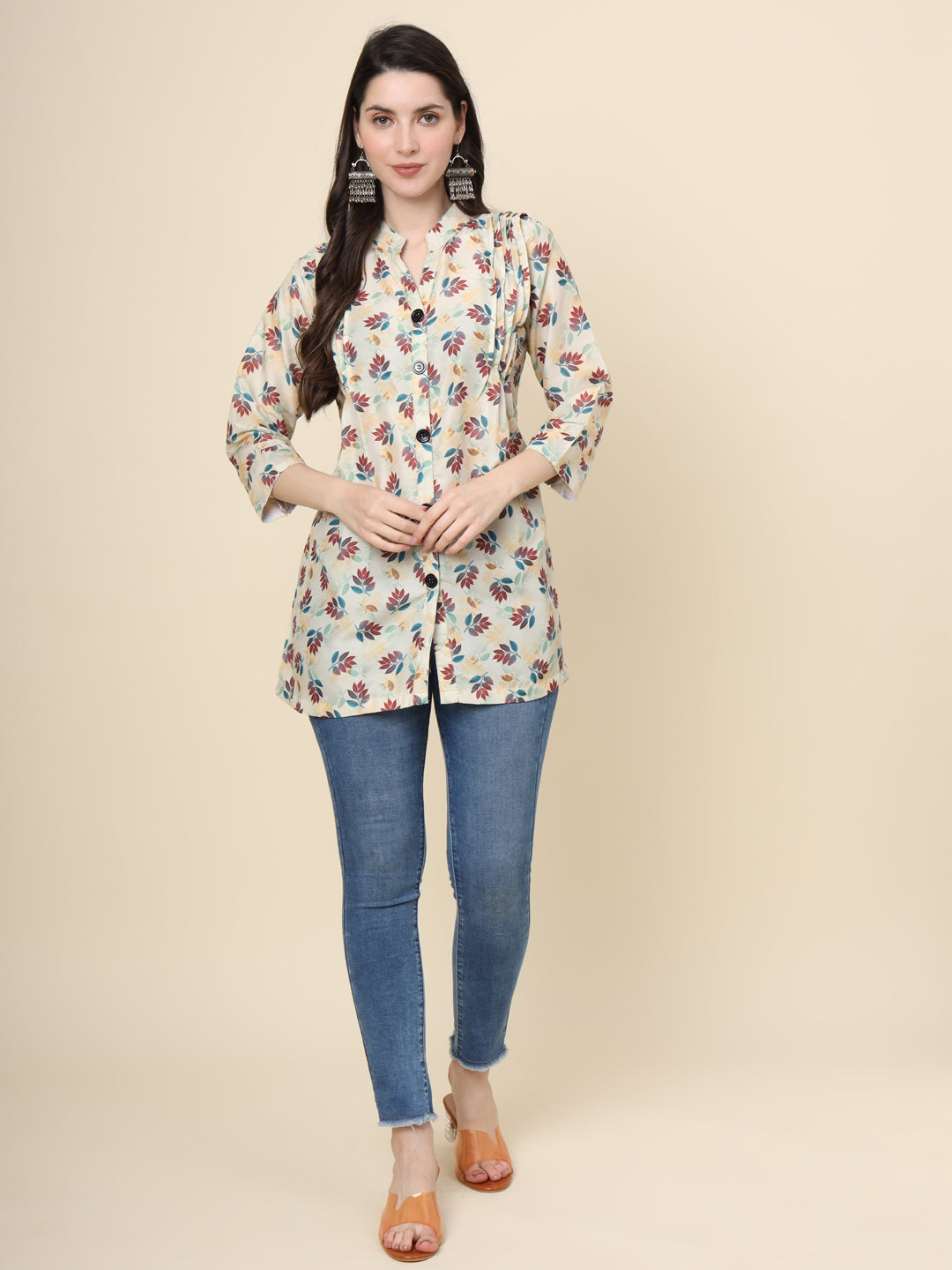 Off White Cotton Printed Tunic