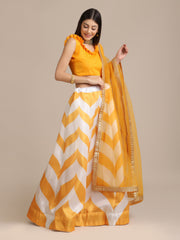 Yellow Banglory Silk Digital Printed Lehenga Choli