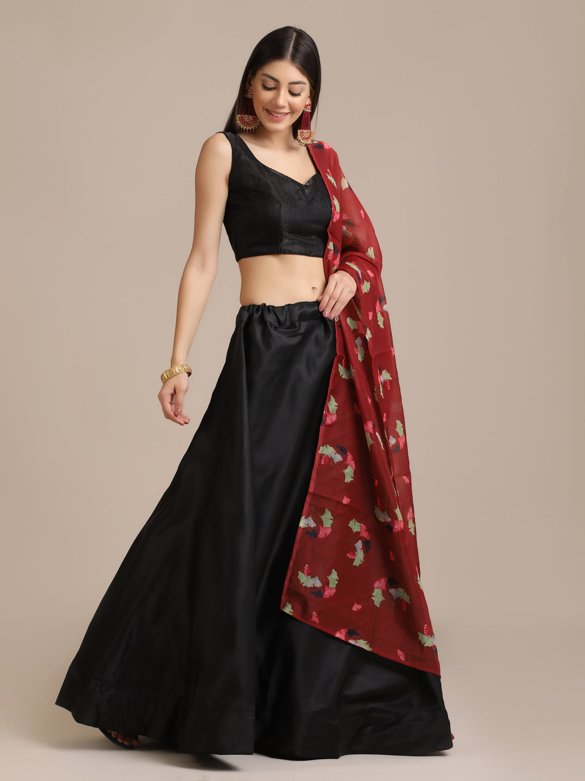 Black Banglory Silk Digital Printed Lehenga Choli