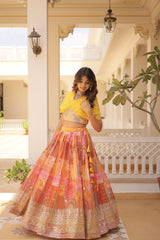 Yellow Russion Silk Digital Print Ready To Wear Lehenga Choli