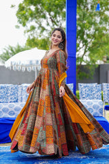 Multi Rayon Digital Printed Anarkali Flared Gown