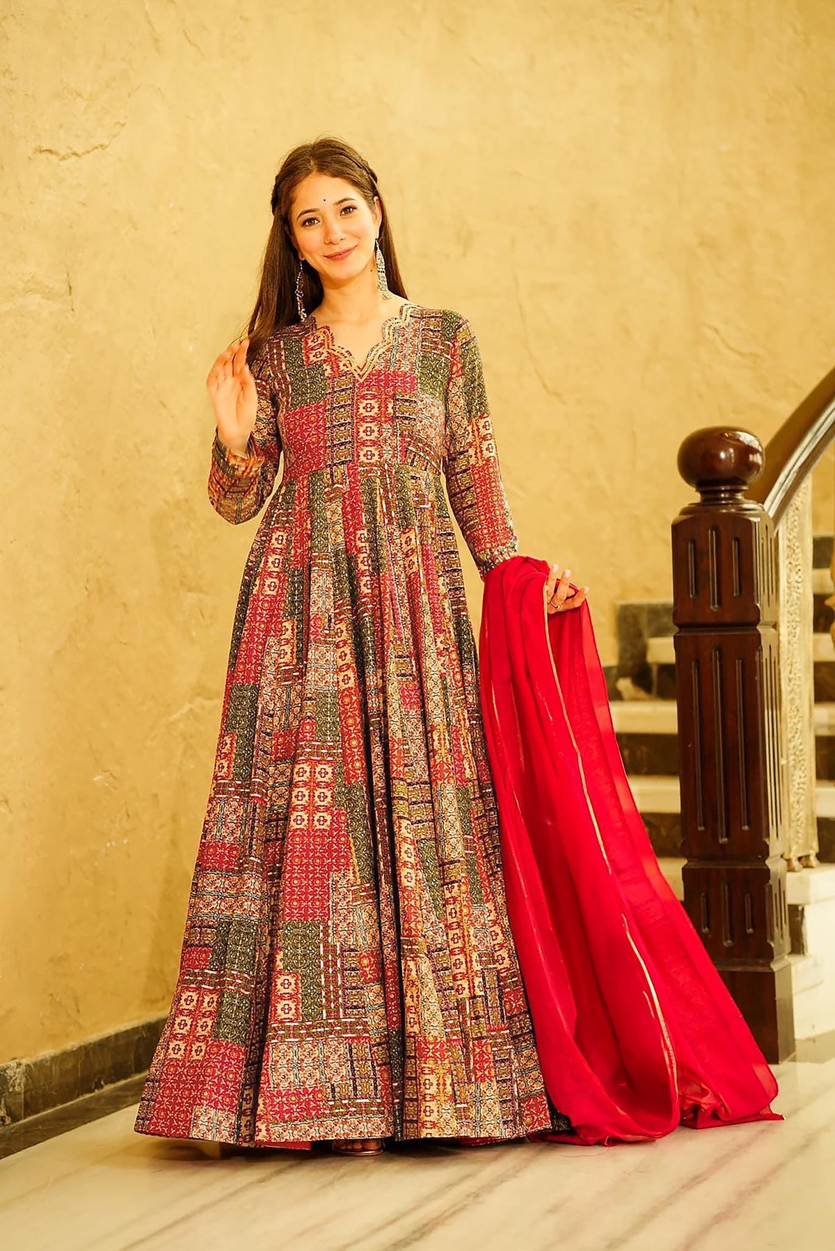 Multi Rayon Digital Printed Anarkali Flared Gown