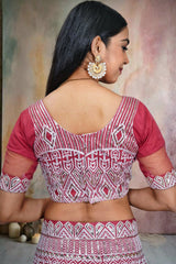 Pink Net Embroidery Lehenga Choli