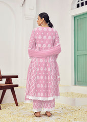 Costume Salwar Lucknowi en coton rose brodé