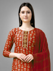 Costume Salwar imprimé en rayonne marron avec pantalon Dupatta