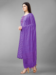 Purple Rayon Printed Salwar Suit With Pant Dupatta