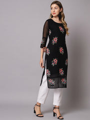 Black Georgette Embroidery Kurti