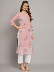 Pink Georgette Embroidery Kurti