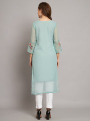 Grey Georgette Embroidery Kurti