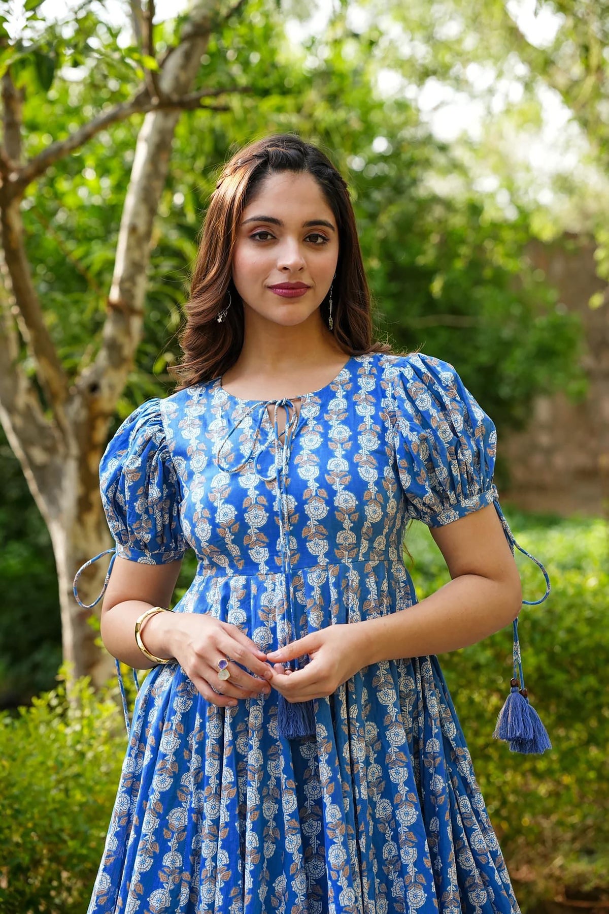 Blue Rayon Digital Printed  Flared Kurti