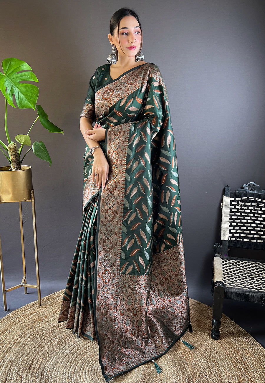 Green Soft Silk Zari Woven Saree