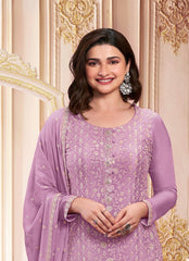 Purple Georgette Embroidered  Salwar Suit With Dupatta