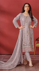 Mauve Organza Embroidered  Salwar Suit With Dupatta