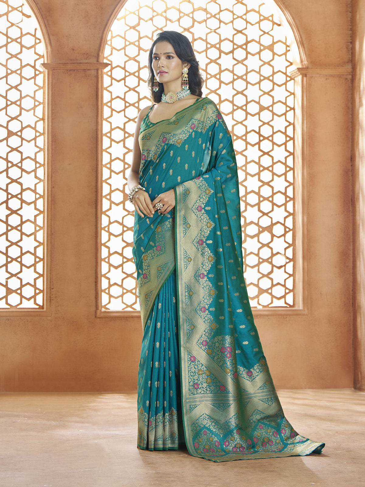 Blue Banarasi Silk Zari Woven Saree