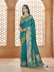 Blue Banarasi Silk Zari Woven Saree