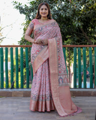 Pink Pashmina Digital Print Saree