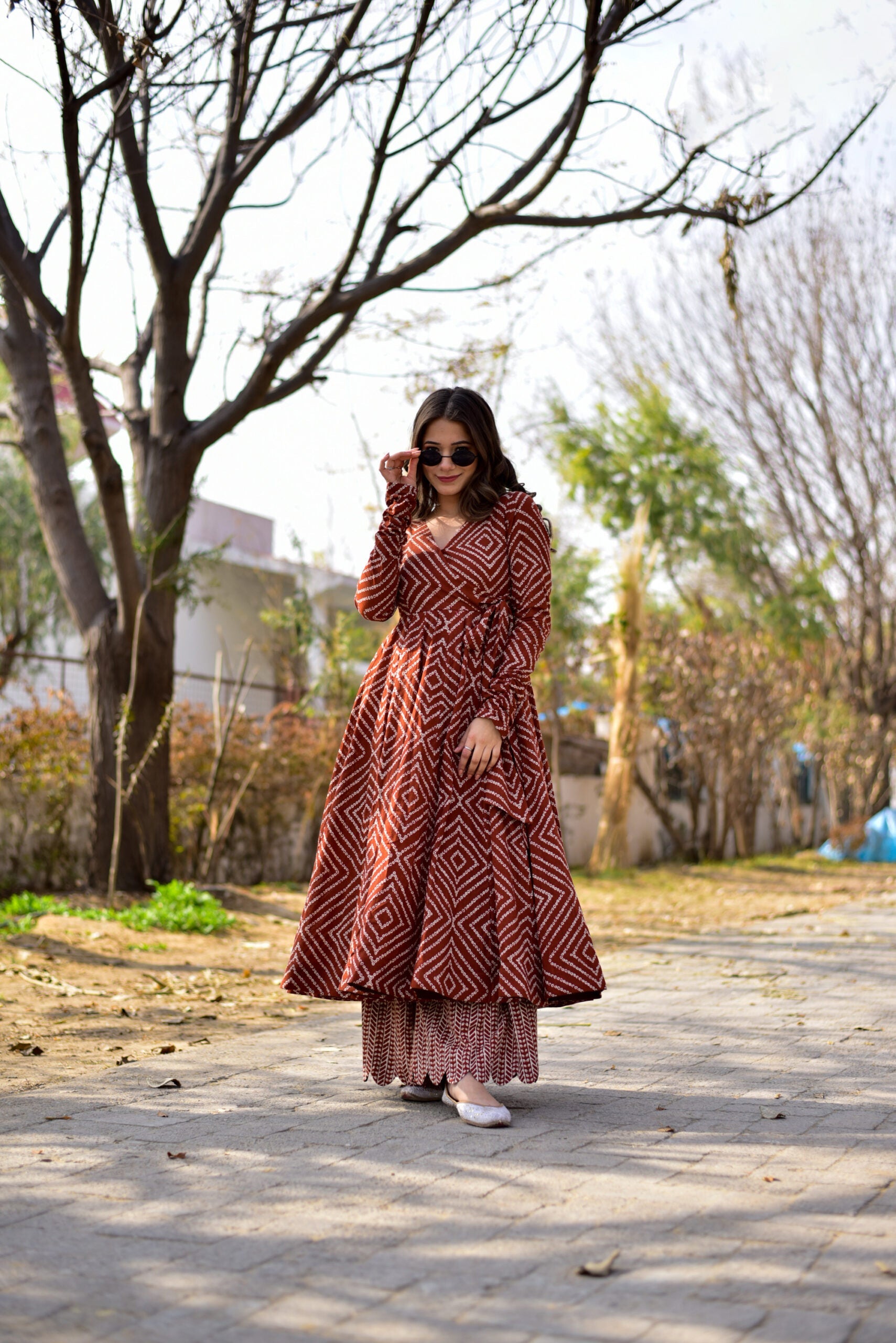 Burgundy Cotton Silk Digital Printed  Kurti With Pant Dupatta