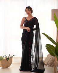 Black Georgette Embroidered Saree