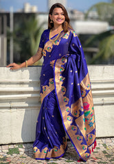 Blue Paithani Silk Woven Meenakari Saree