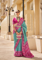 Sea Green Silk Patola Saree