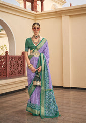 Purple Silk Patola Print Saree