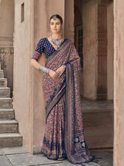 Blue Sigma Silk Ajrakh Printed Saree