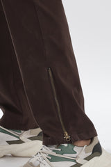 Brown Cotton Blend Full Length Cargo Pants