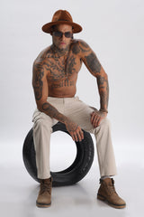 Grey Cotton Blend Full Length Cargo Pants