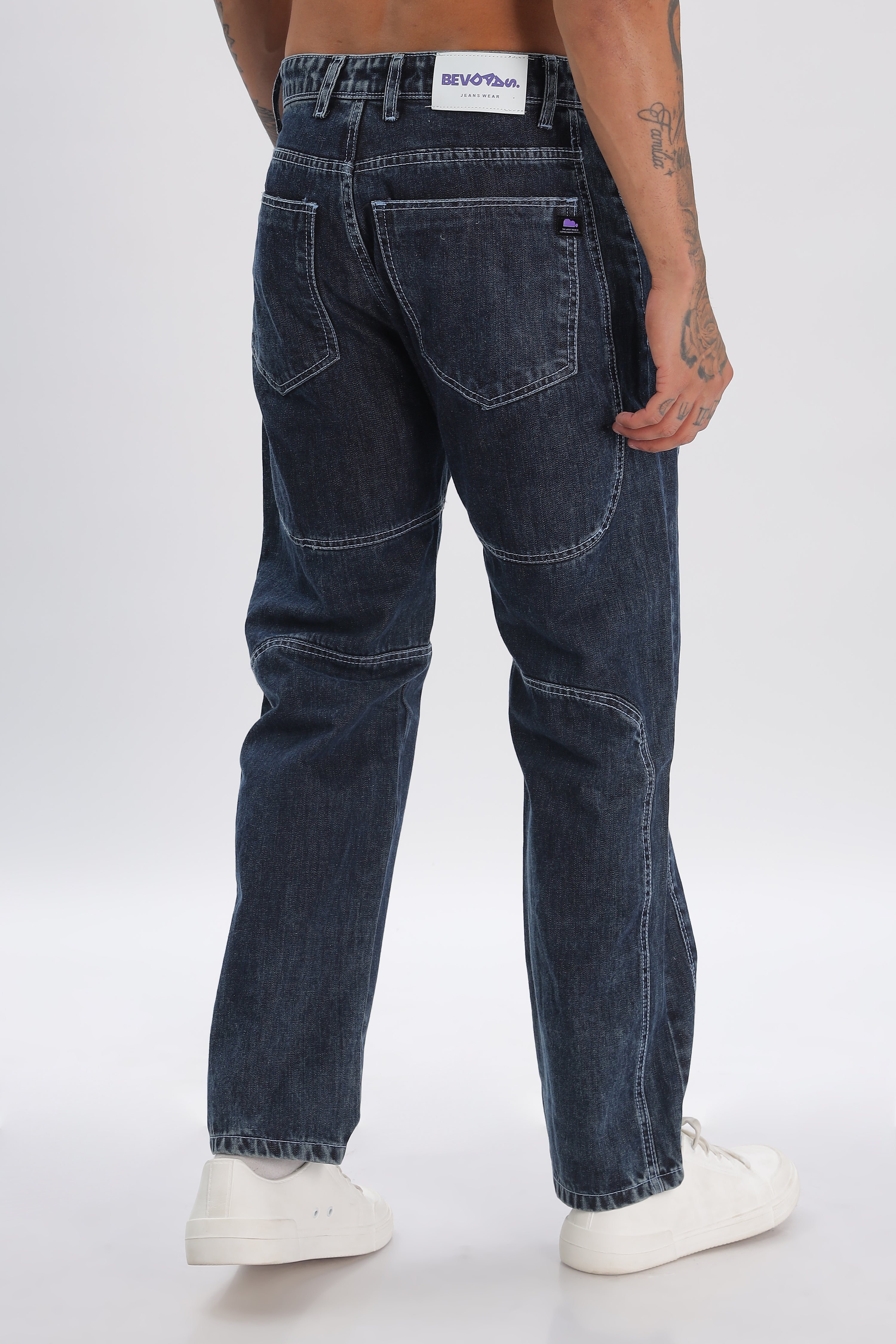 Sky Blue Baggy Denim Cargo Pant For Men