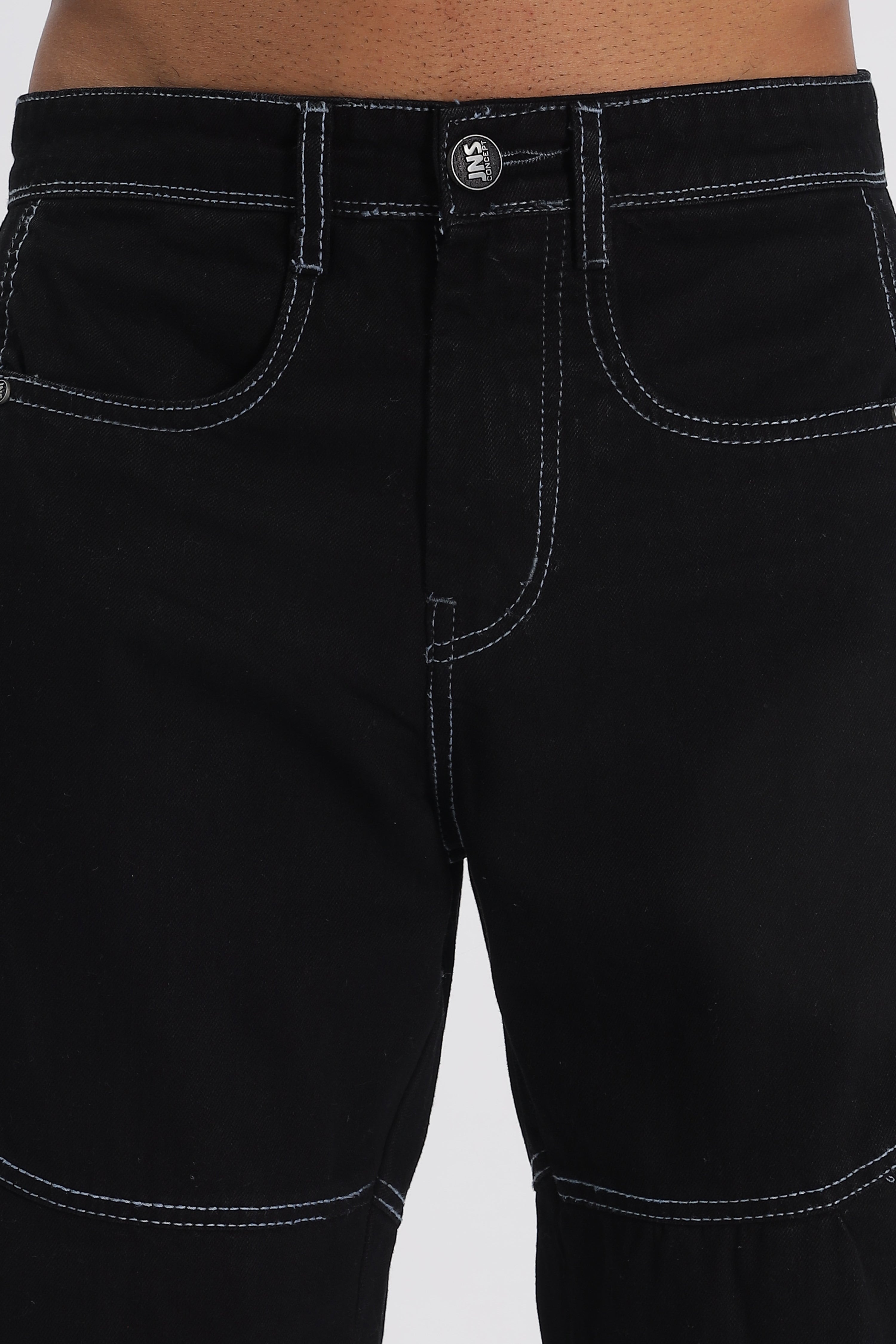 Pantalon cargo en denim bleu longueur baggy pour hommes