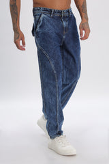 Sky Blue Full Length Baggy Denim Cargo Pants