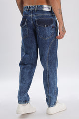 Sky Blue Full Length Baggy Denim Cargo Pants