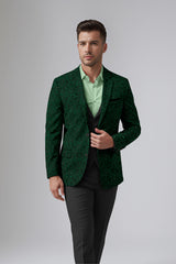 Bottle Green Men's Party Embroidery Suit Jacket Slim Fit Blazer