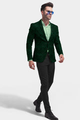 Bottle Green Men's Party Embroidery Suit Jacket Slim Fit Blazer