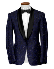 Royal Blue Men's Party Embroidery Suit Jacket Slim Fit Blazer