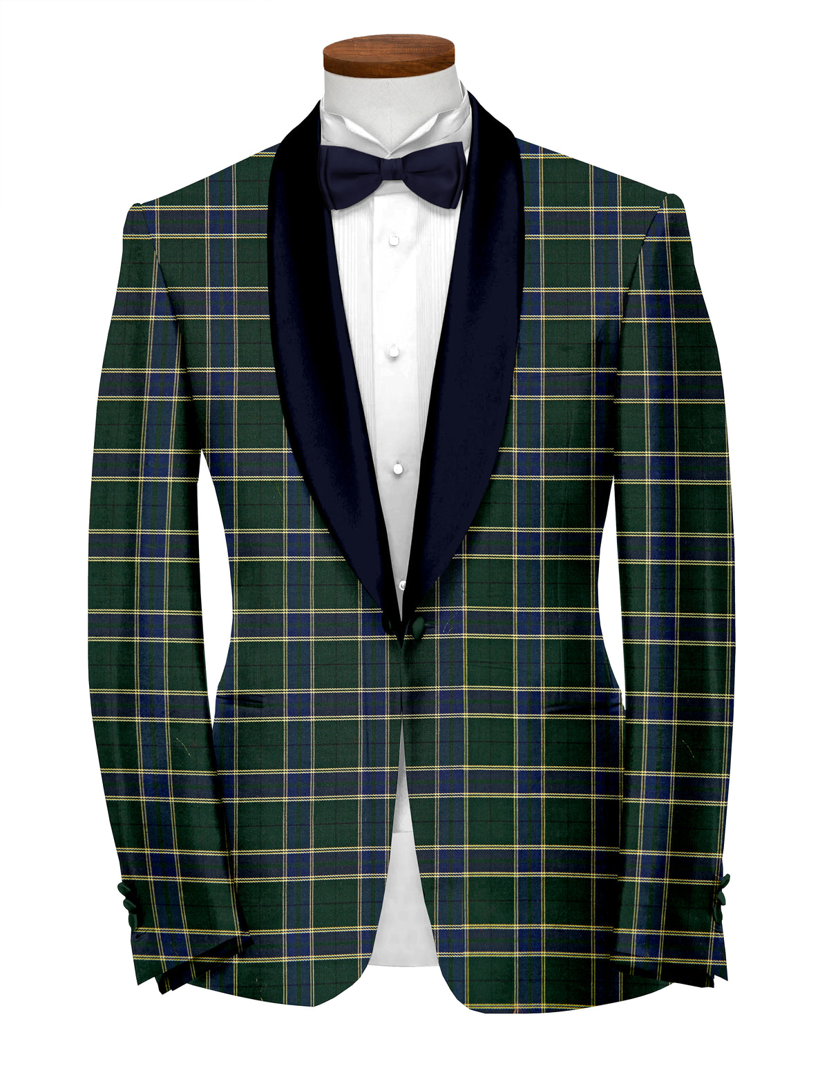 Dark Green Blue Men's Party Checks Suit Jacket Slim Fit Blazer